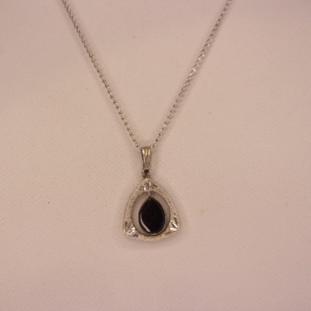 Marvel Sterling Silver Black Inlay Pendant Necklace